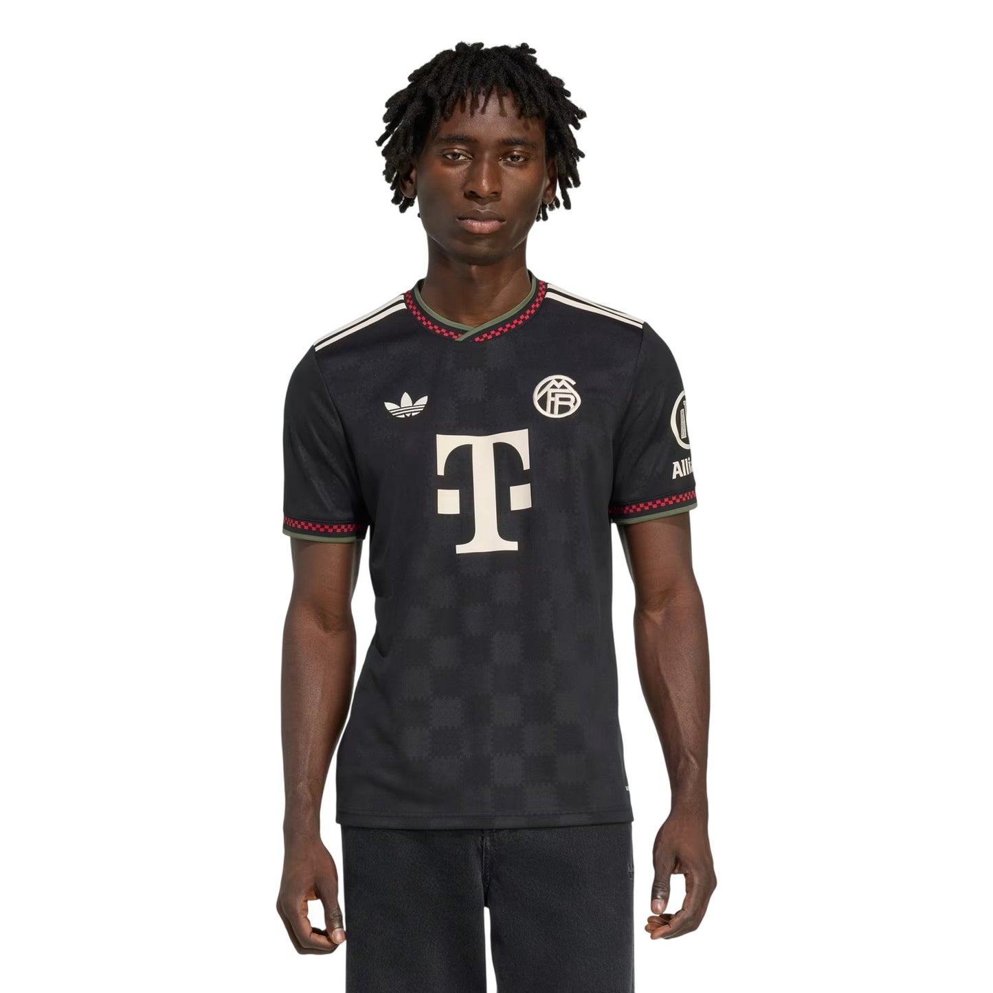 Black - Side - Adidas Childrens-Kids Bayern Munich Checkerboard Football Shirt