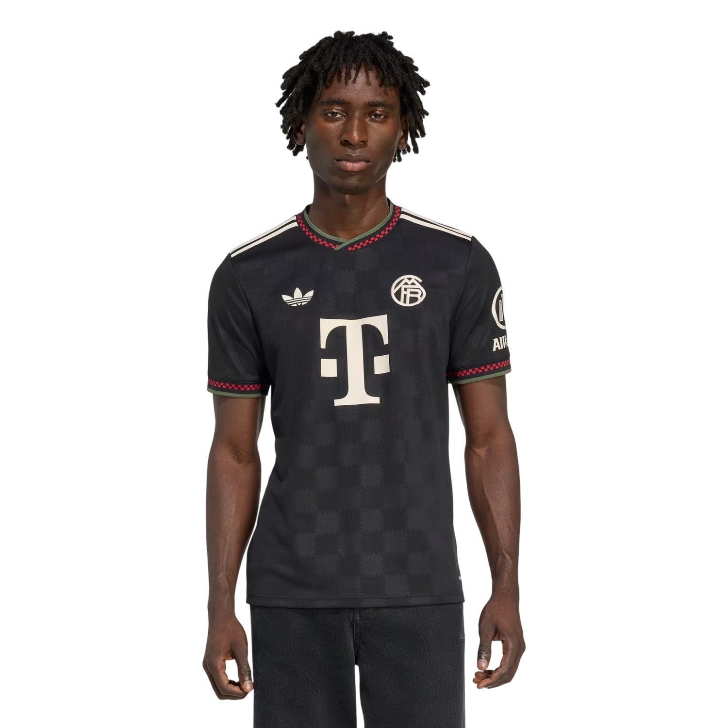 Black - Side - Adidas Childrens-Kids Bayern Munich Checkerboard Football Shirt