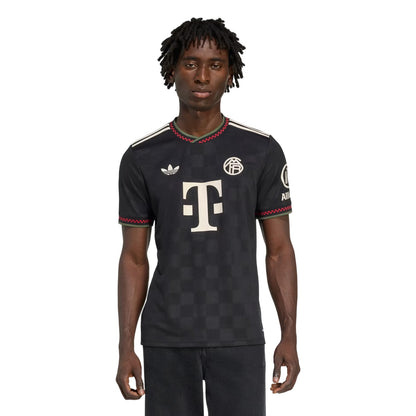 Black - Side - Adidas Childrens-Kids Bayern Munich Checkerboard Football Shirt