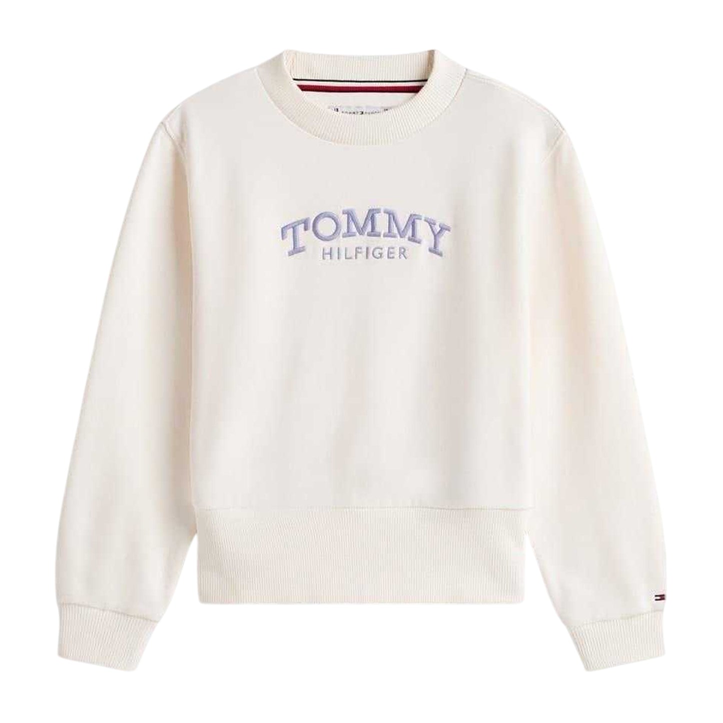 White - Front - Tommy Hilfiger Girls Lettering Embroidered Sweatshirt