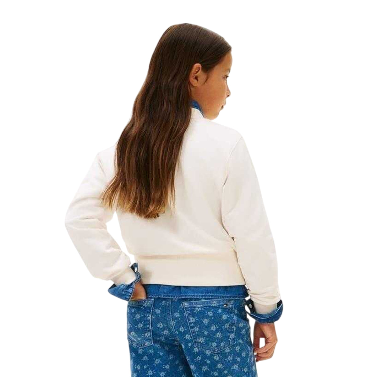 White - Back - Tommy Hilfiger Girls Lettering Embroidered Sweatshirt
