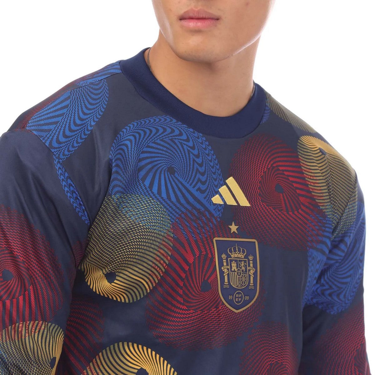 Blue - Side - Adidas Mens Spain Pre-Match Long-Sleeved Warm Up Top