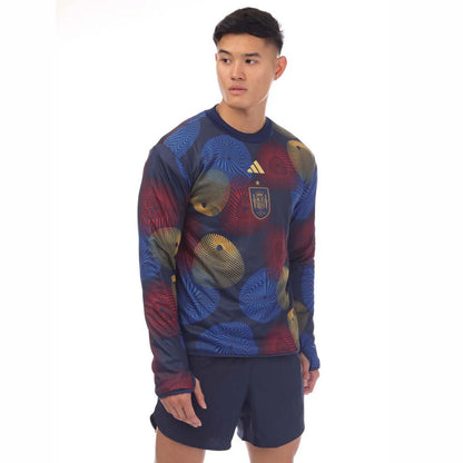 Blue - Front - Adidas Mens Spain Pre-Match Long-Sleeved Warm Up Top