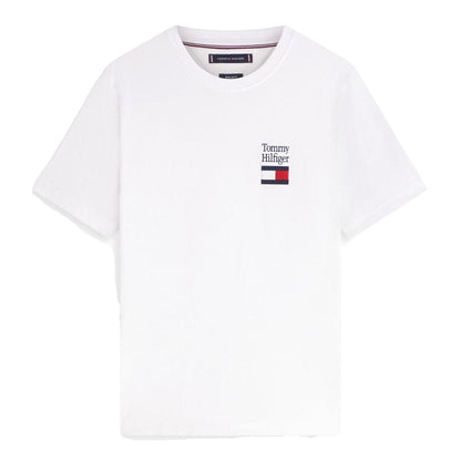 White - Front - Tommy Hilfiger Mens Stack Logo T-Shirt