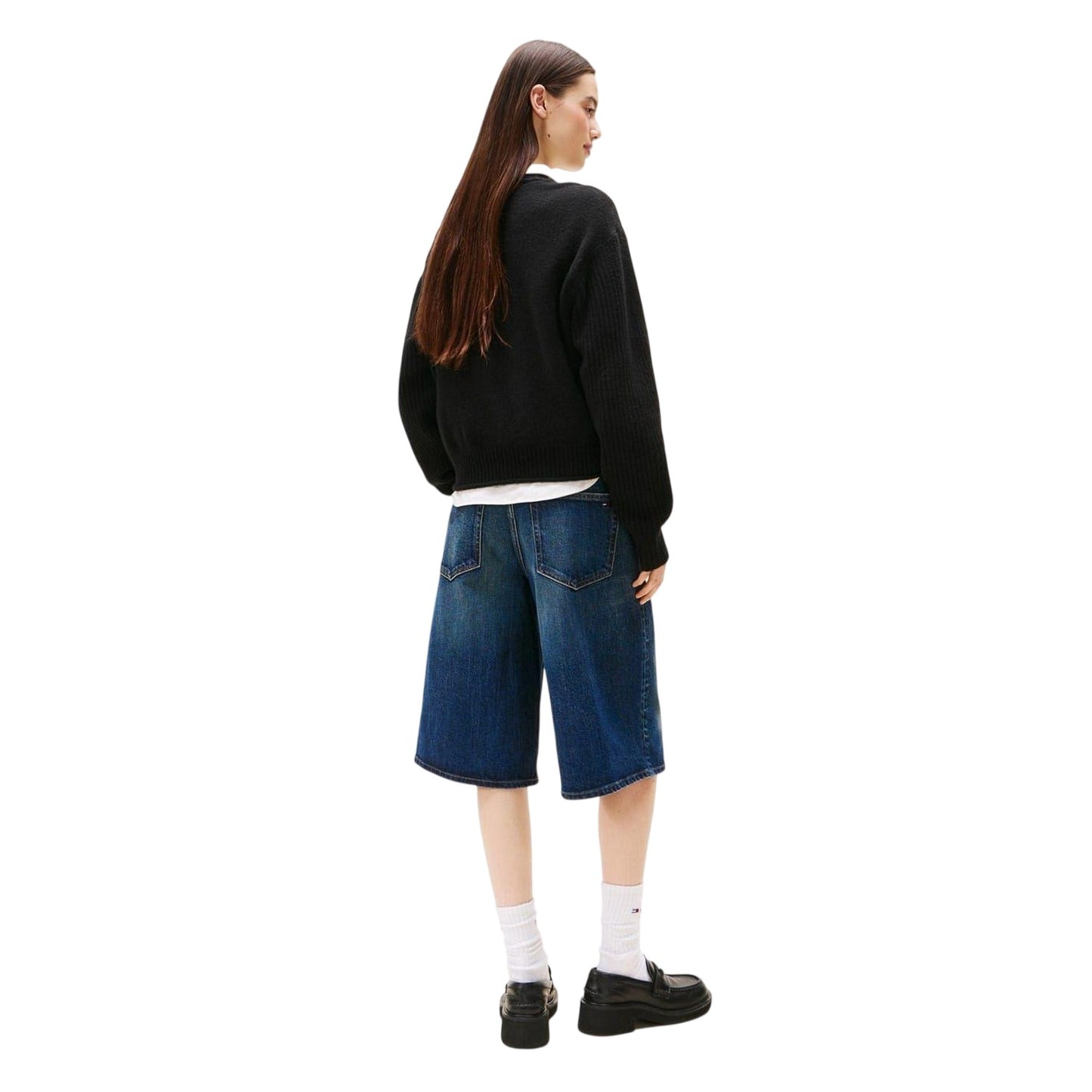Black - Back - Tommy Jeans Womens-Ladies Flag Jumper