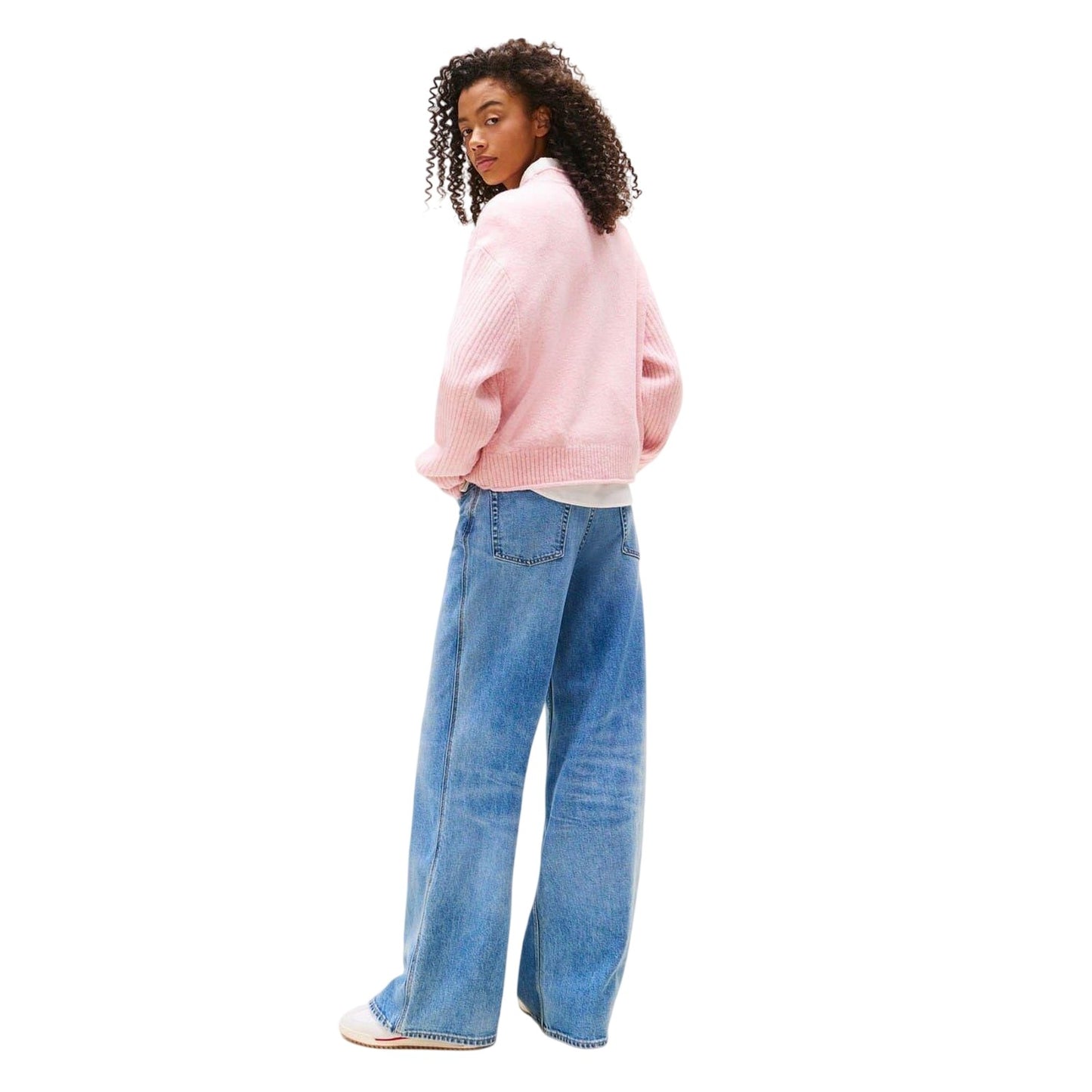 Pink - Back - Tommy Jeans Womens-Ladies Flag Jumper