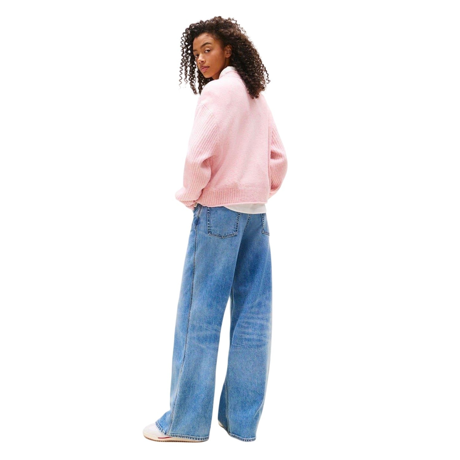 Pink - Back - Tommy Jeans Womens-Ladies Flag Jumper