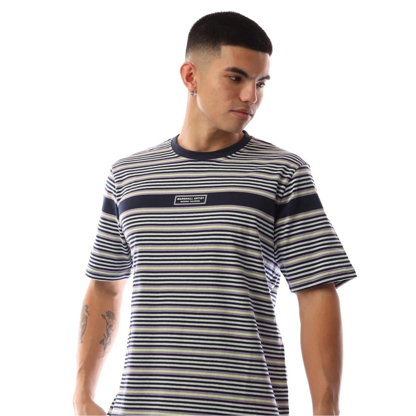 Navy - Lifestyle - Marshall Artist Mens Montesano Striped T-Shirt