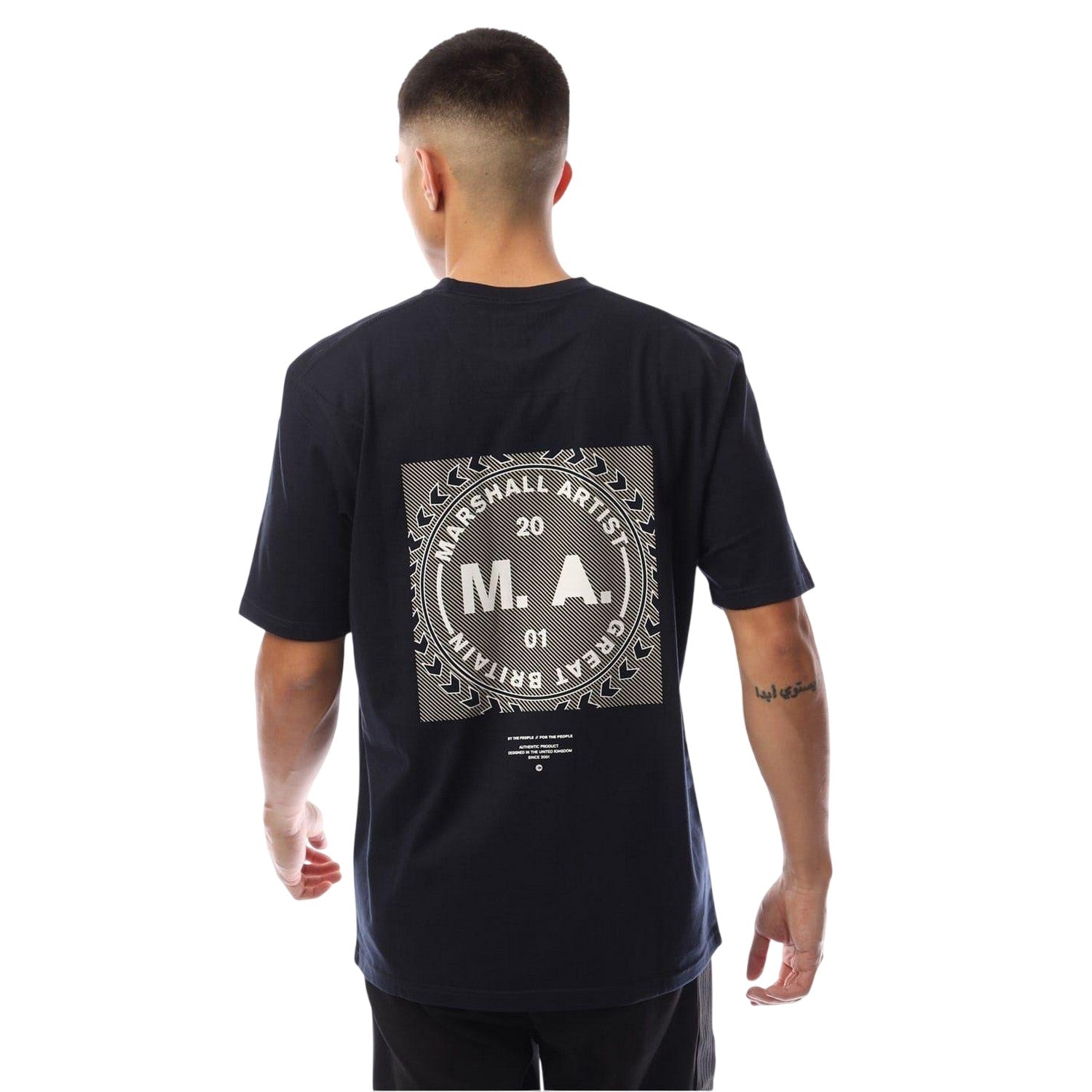 Navy - Back - Marshall Artist Mens Siren Box Crew Neck T-Shirt