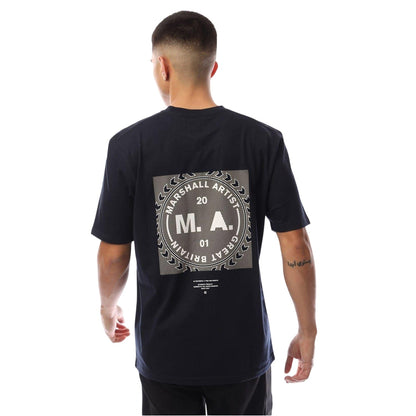 Navy - Back - Marshall Artist Mens Siren Box Crew Neck T-Shirt