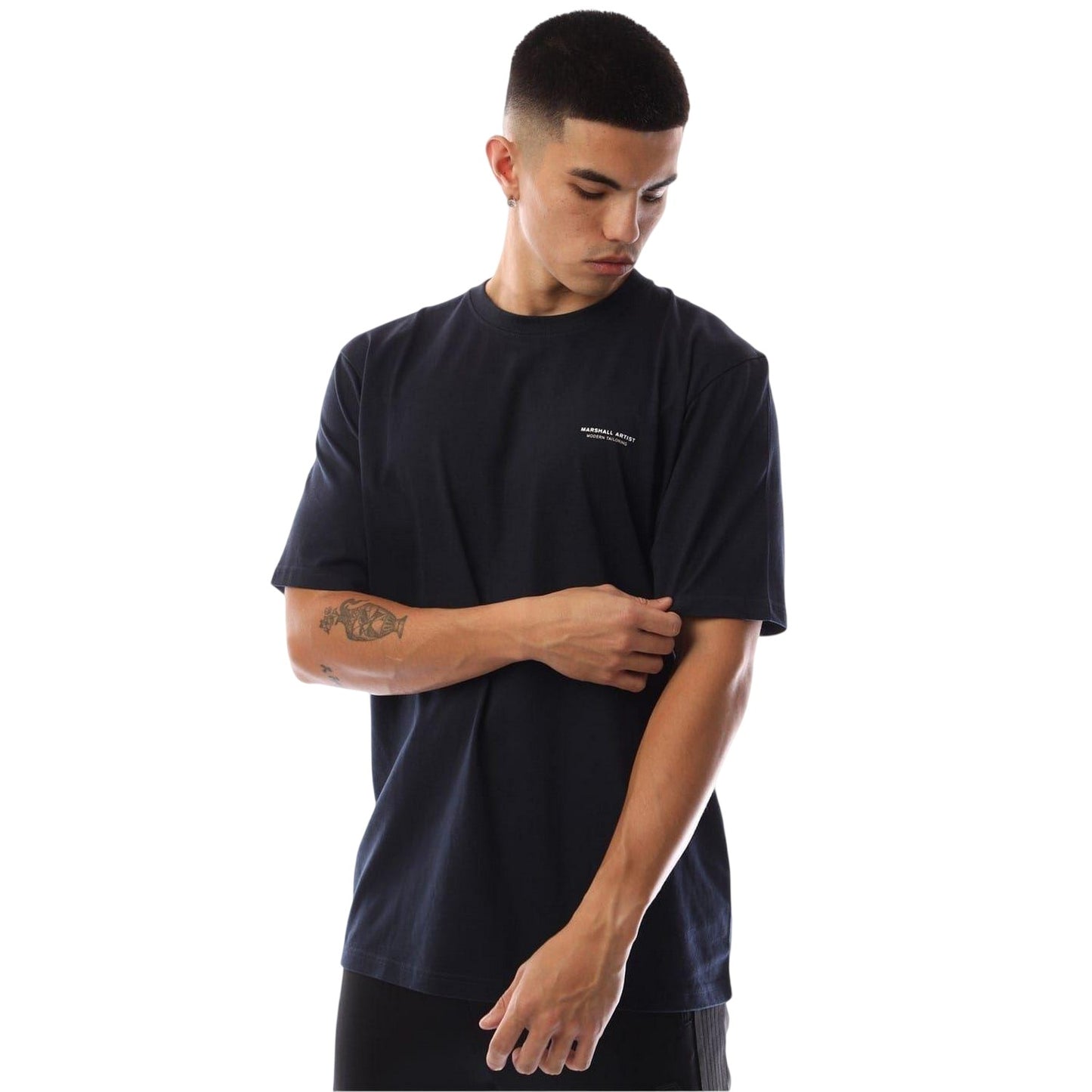 Navy - Side - Marshall Artist Mens Siren Box Crew Neck T-Shirt