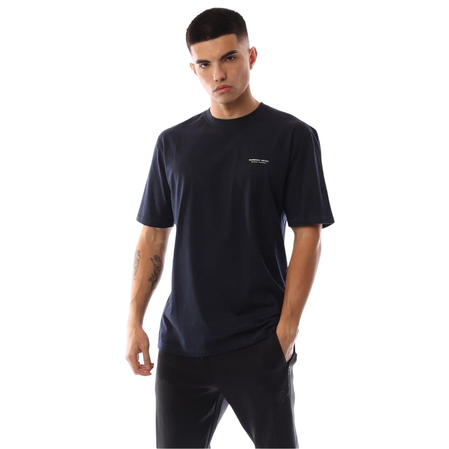 Navy - Front - Marshall Artist Mens Siren Box Crew Neck T-Shirt