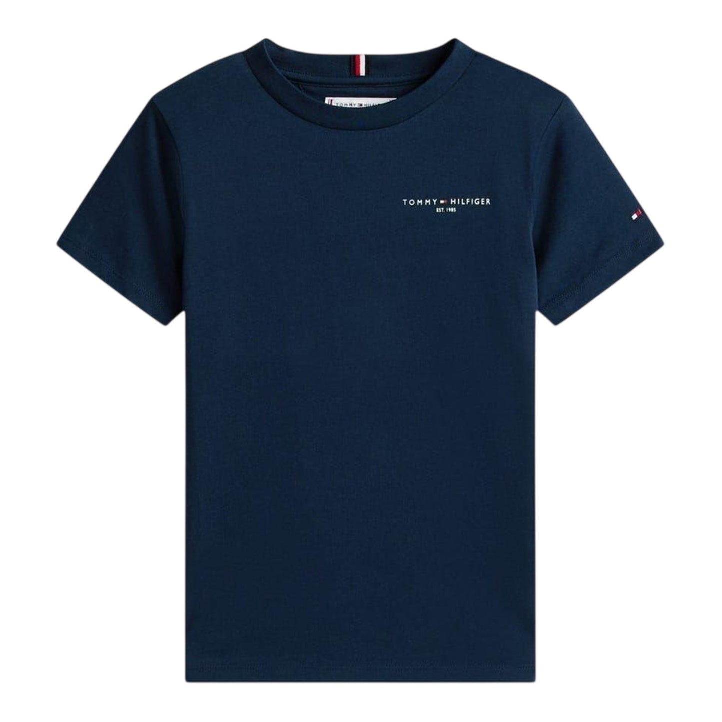 Dark Navy - Front - Tommy Hilfiger Childrens-Kids Logo Cotton Regular T-Shirt
