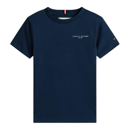 Dark Navy - Front - Tommy Hilfiger Childrens-Kids Logo Cotton Regular T-Shirt