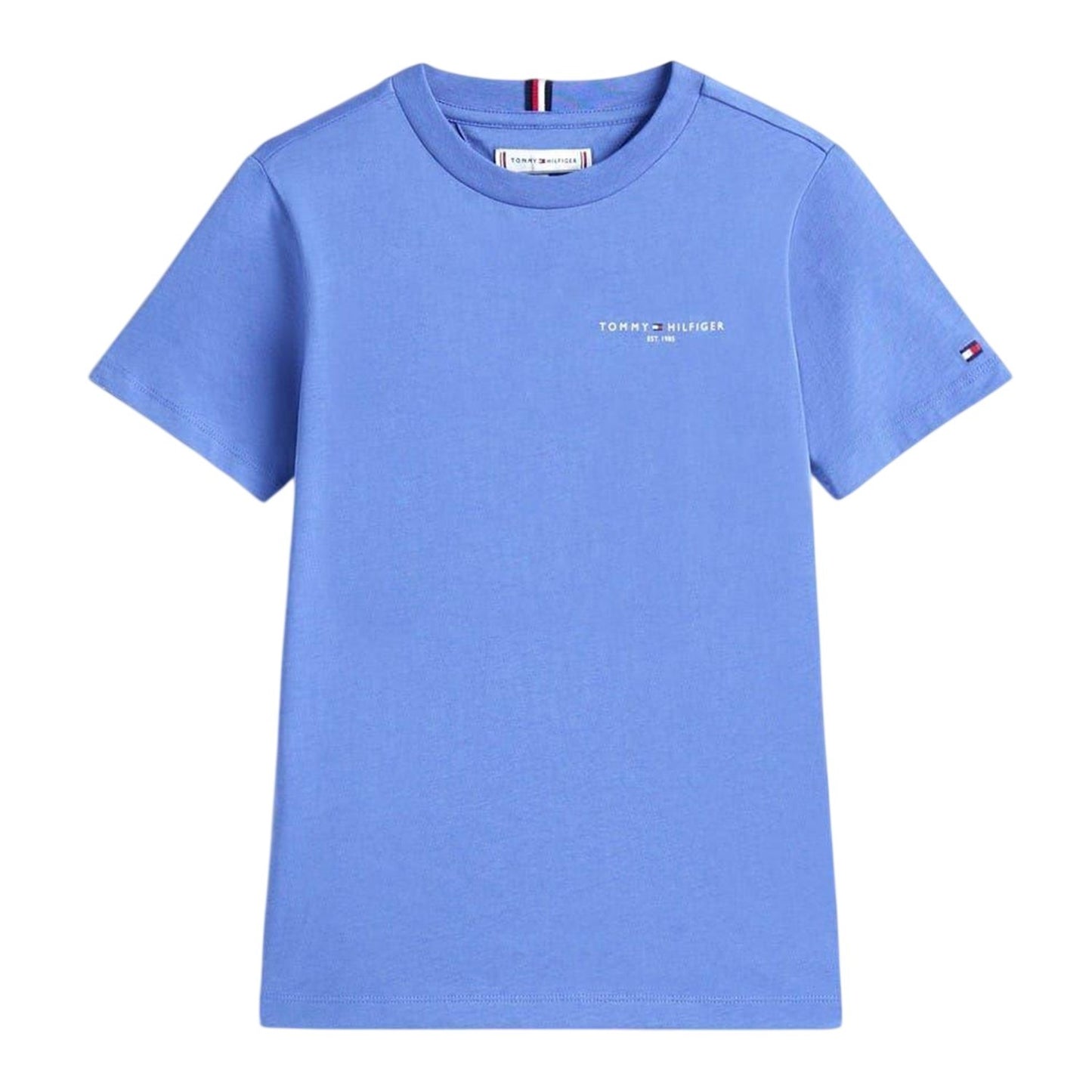 Sapphire Blue - Front - Tommy Hilfiger Childrens-Kids Logo Cotton Regular T-Shirt