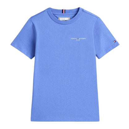 Sapphire Blue - Front - Tommy Hilfiger Childrens-Kids Logo Cotton Regular T-Shirt
