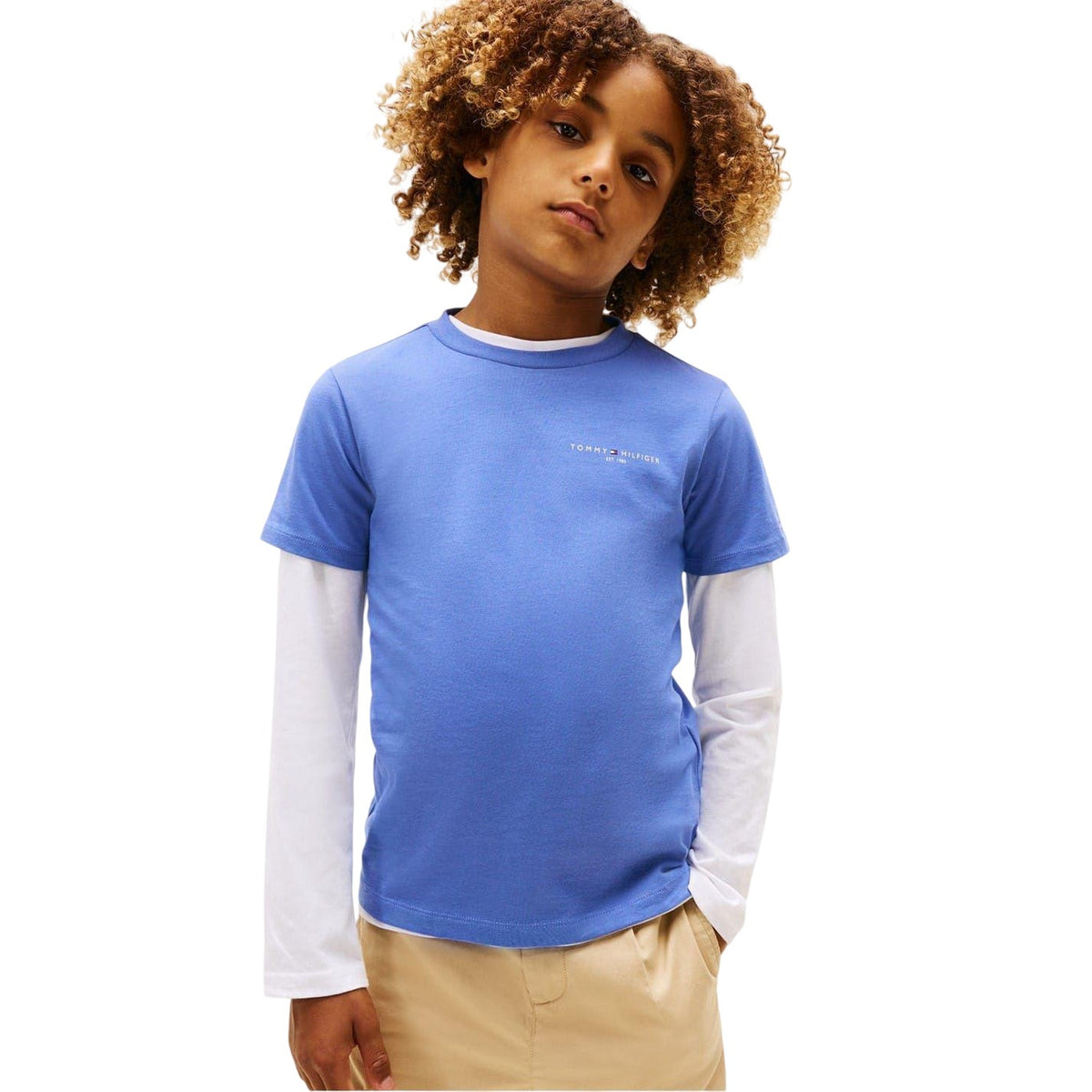 Sapphire Blue - Back - Tommy Hilfiger Childrens-Kids Logo Cotton Regular T-Shirt