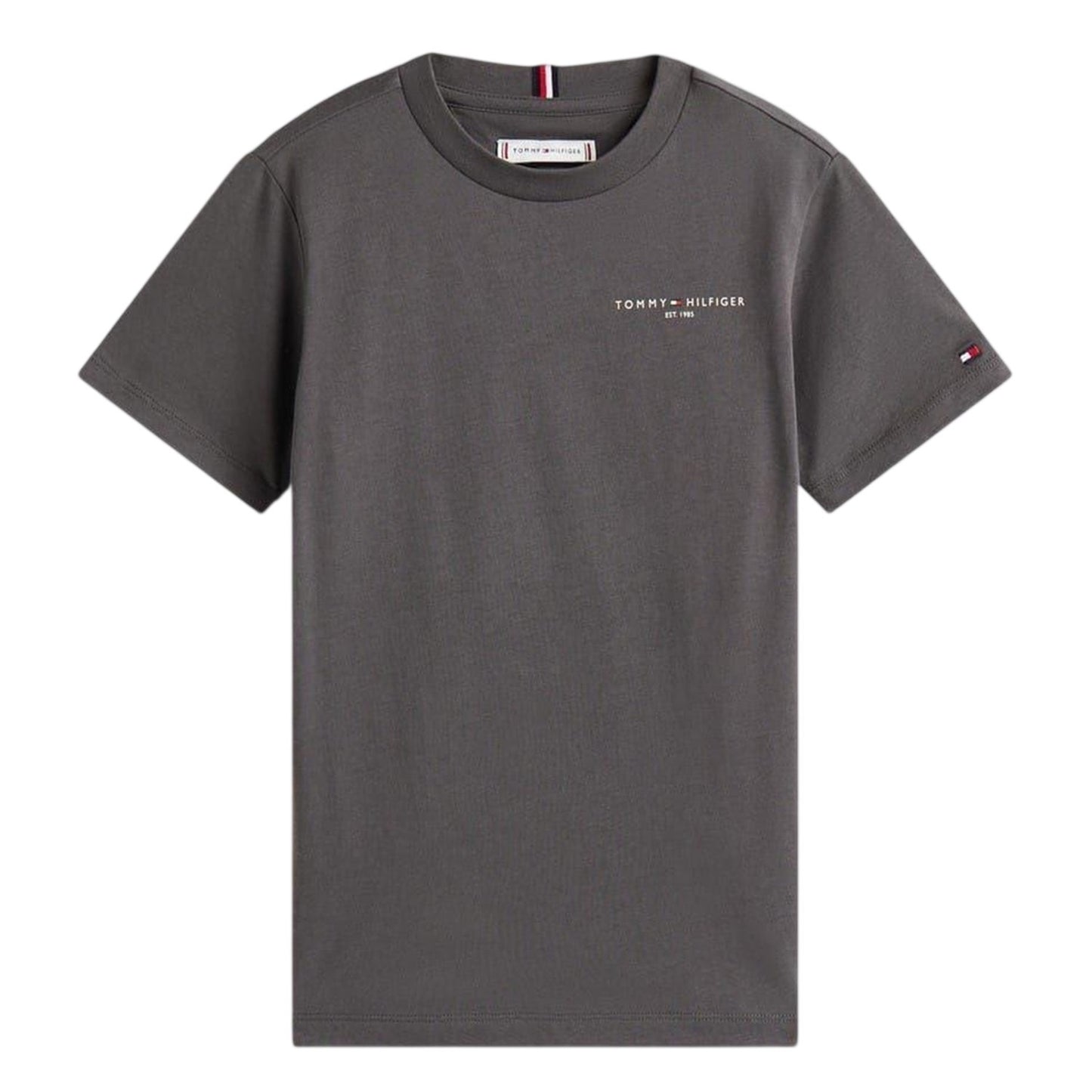 Washed Black - Front - Tommy Hilfiger Childrens-Kids Logo Cotton Regular T-Shirt