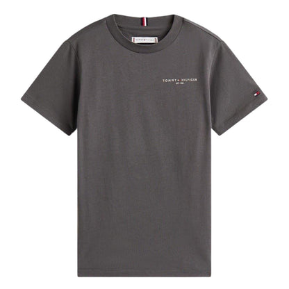 Washed Black - Front - Tommy Hilfiger Childrens-Kids Logo Cotton Regular T-Shirt