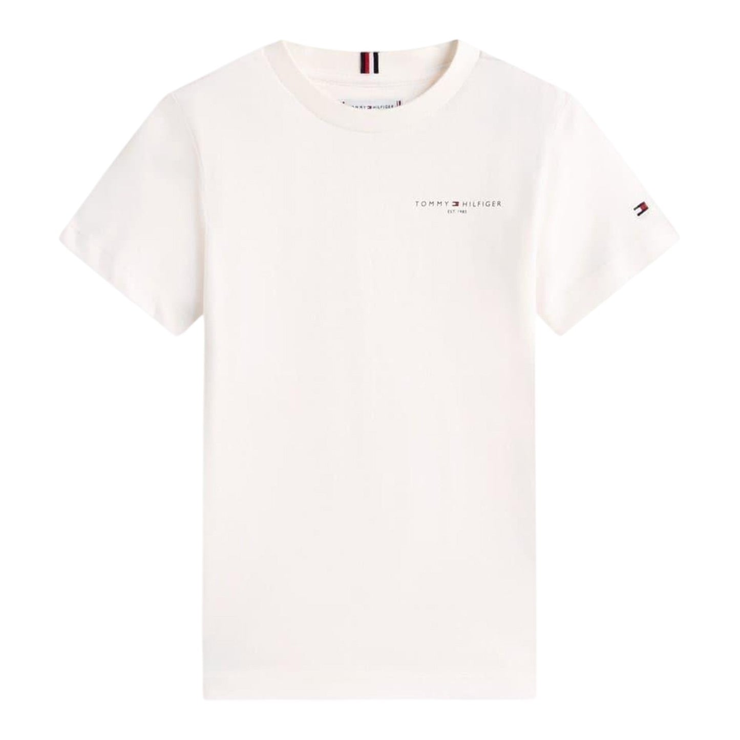 Antique White - Front - Tommy Hilfiger Childrens-Kids Logo Cotton Regular T-Shirt