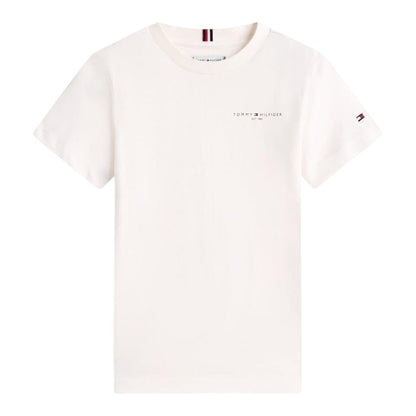 Antique White - Front - Tommy Hilfiger Childrens-Kids Logo Cotton Regular T-Shirt