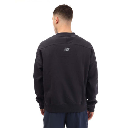 Navy - Back - New Balance Mens French Terry Crew Neck Sweatshirt