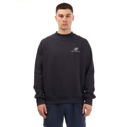 Navy - Front - New Balance Mens French Terry Crew Neck Sweatshirt