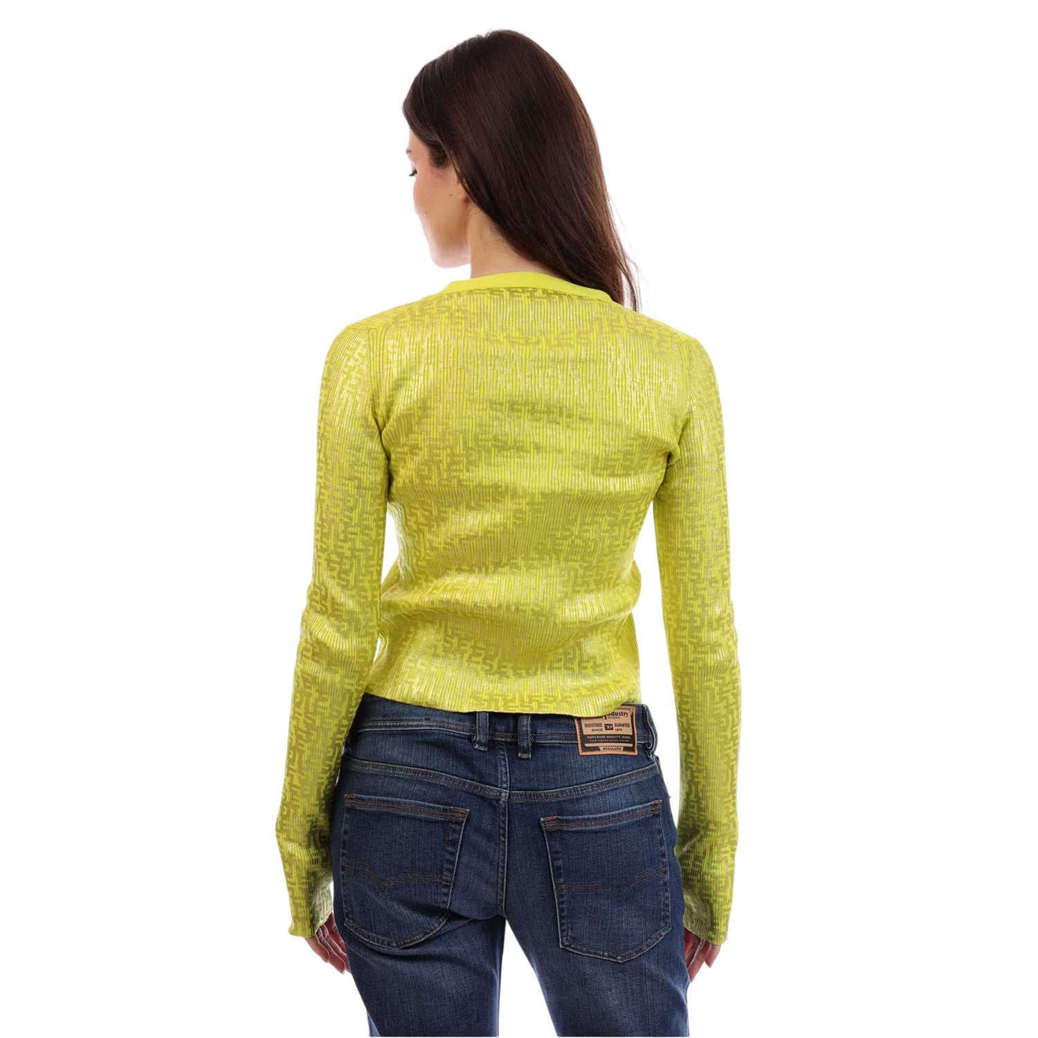 Yellow - Lifestyle - Diesel Womens-Ladies Metal Hook Slim Cardigan