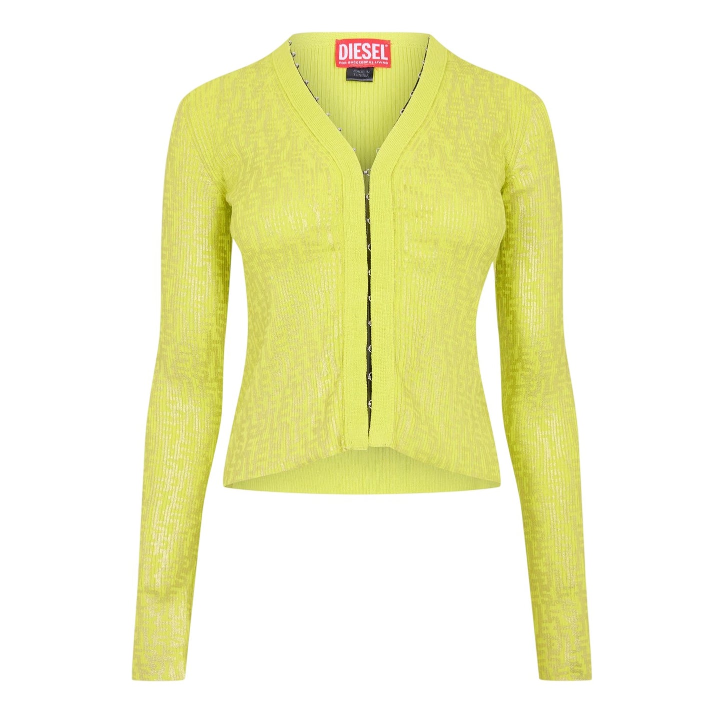 Yellow - Front - Diesel Womens-Ladies Metal Hook Slim Cardigan