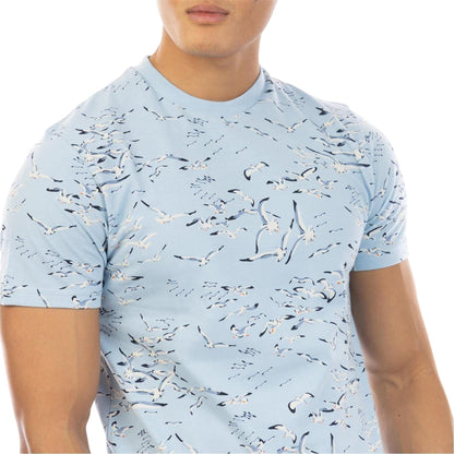 Blue - Side - Peter Werth Mens Feather Crew Neck T-Shirt