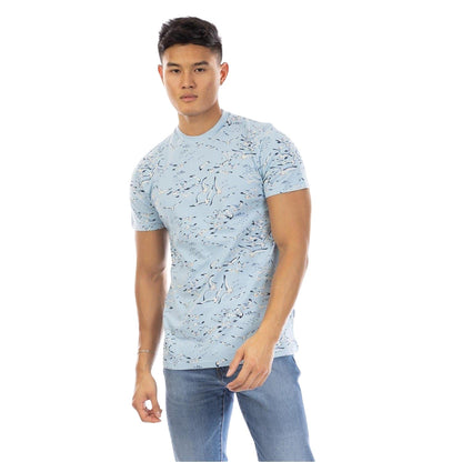 Blue - Front - Peter Werth Mens Feather Crew Neck T-Shirt