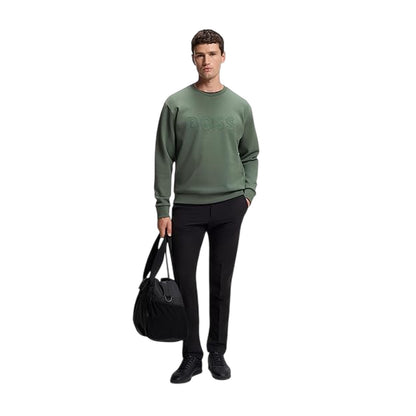 Green - Side - Boss Mens Salbo Cotton Sweatshirt