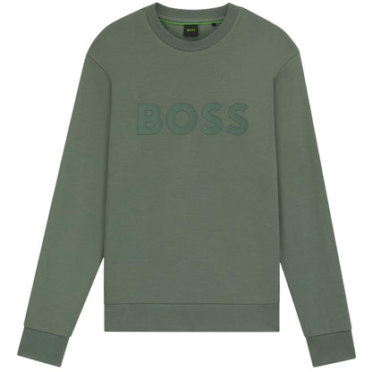 Green - Front - Boss Mens Salbo Cotton Sweatshirt