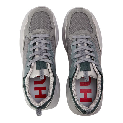 Dark Grey - Side - Hugo Mens Leon Mesh Trainers