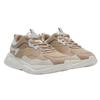 Medium Beige - Side - Hugo Mens Leon Mesh Trainers