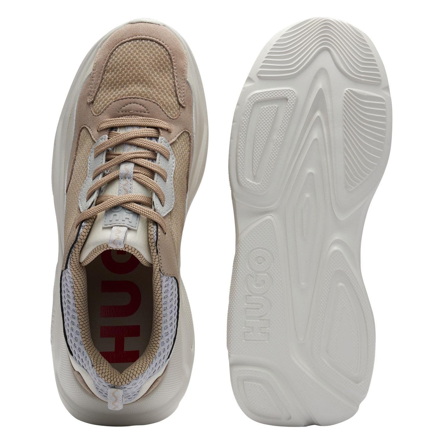 Medium Beige - Lifestyle - Hugo Mens Leon Mesh Trainers