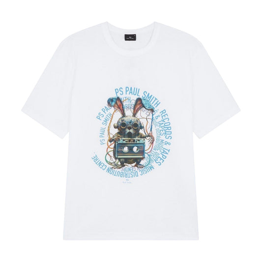 White - Front - Paul Smith Mens Bunny Tapered T-Shirt