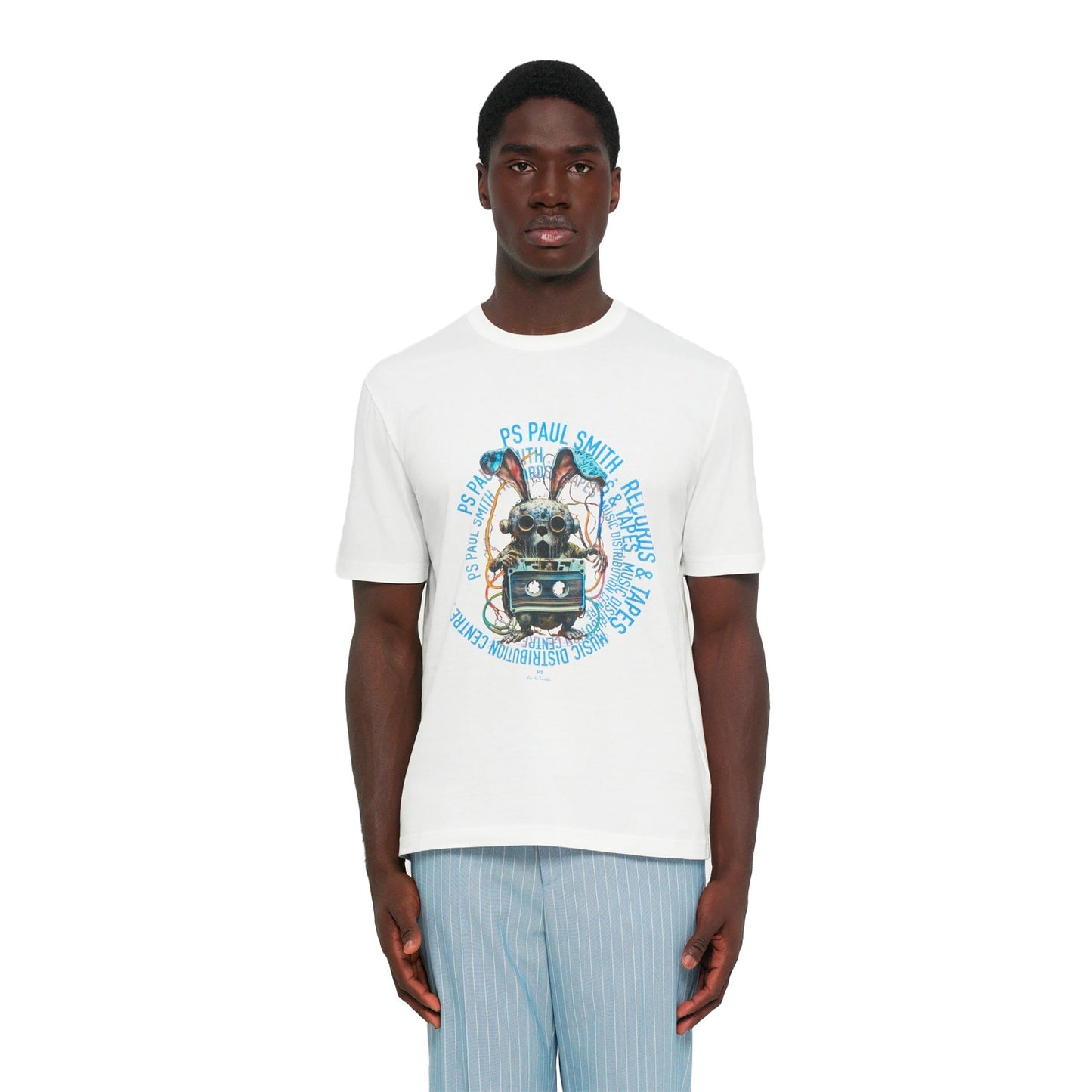 White - Side - Paul Smith Mens Bunny Tapered T-Shirt