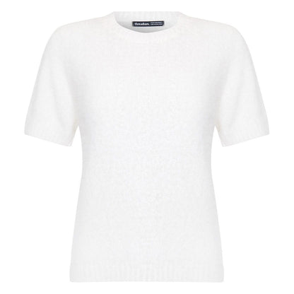 White - Front - Threadbare Womens-Ladies Knitted Regular Short-Sleeved Sweater Top