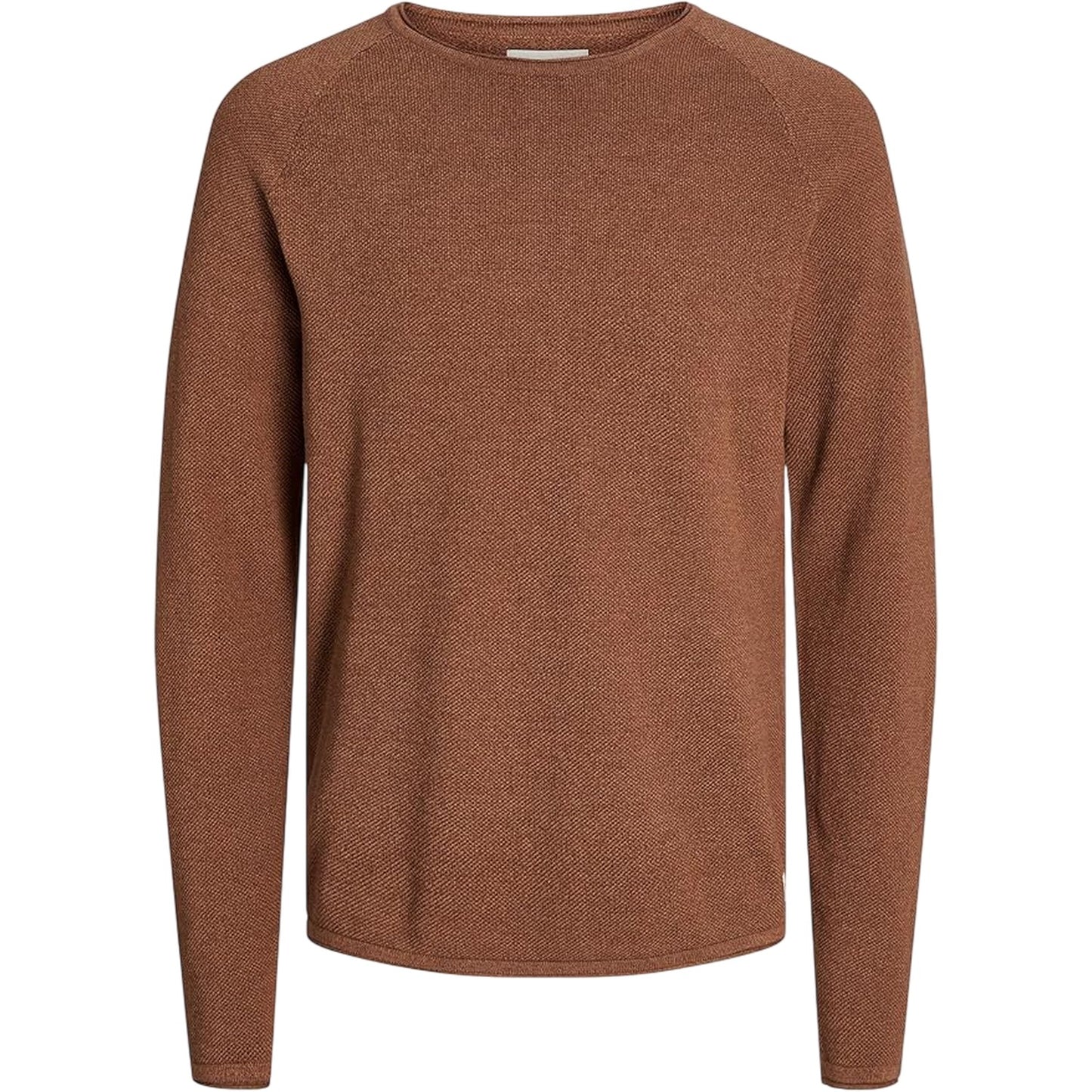 Mocha Bisque - Front - Jack And Jones Mens Textured Regular Raglan Jumper