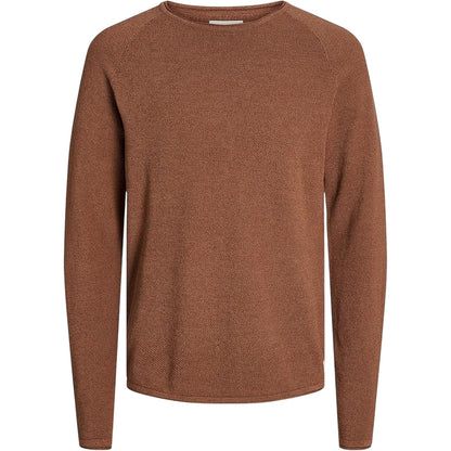 Mocha Bisque - Front - Jack And Jones Mens Textured Regular Raglan Jumper