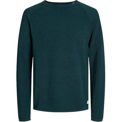 Deep Teal - Front - Jack And Jones Mens Textured Regular Raglan Jumper