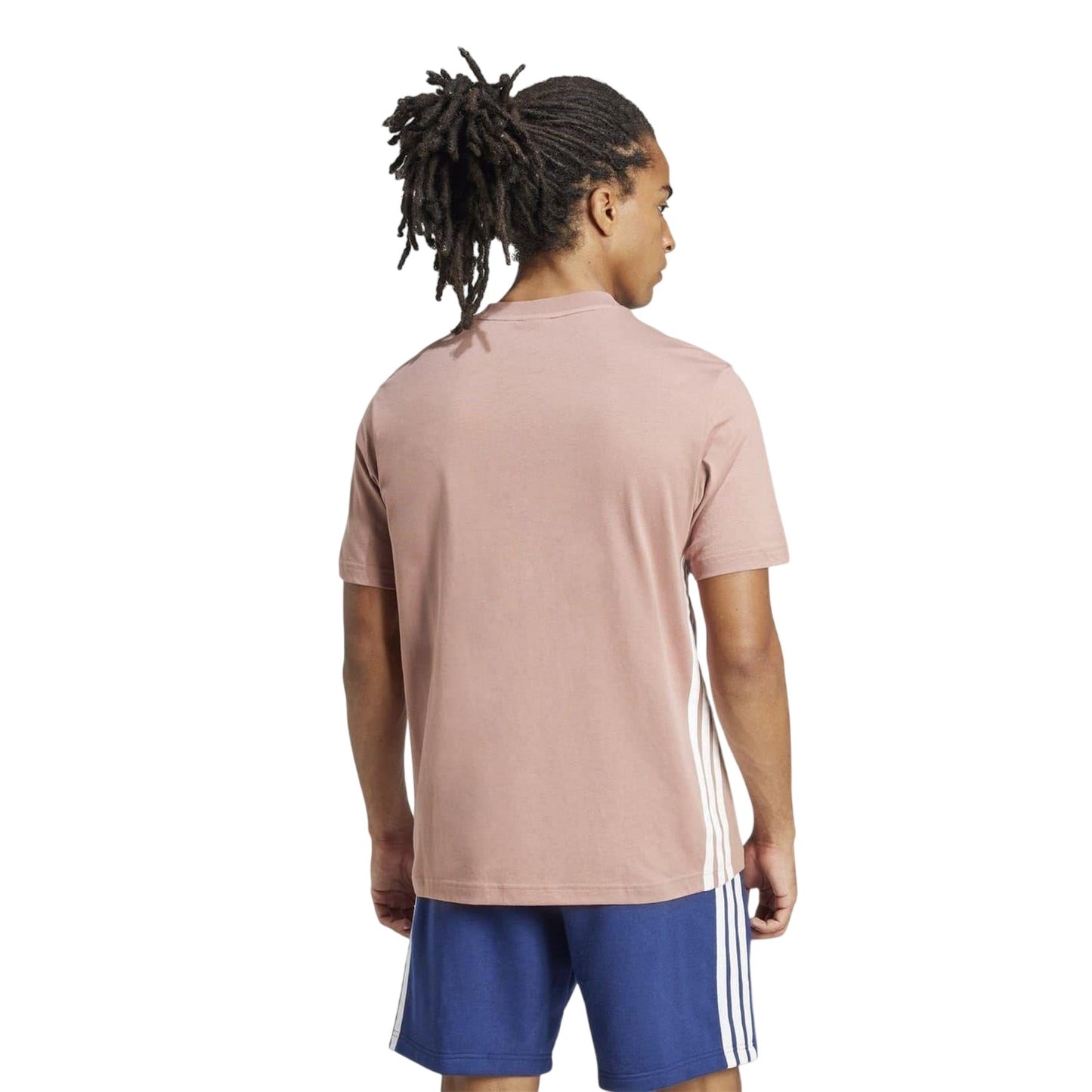 Clay-White - Back - Adidas Mens Essential 3 Stripes Single Jersey T-Shirt