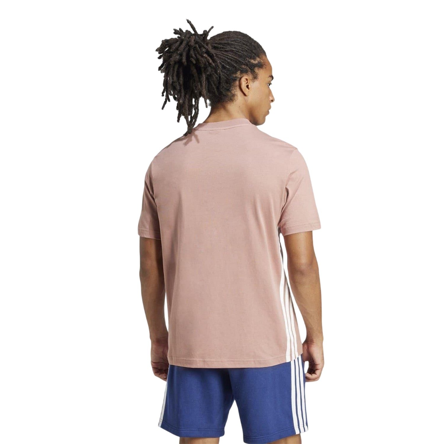 Clay-White - Back - Adidas Mens Essential 3 Stripes Single Jersey T-Shirt