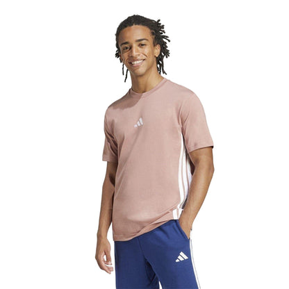 Clay-White - Side - Adidas Mens Essential 3 Stripes Single Jersey T-Shirt