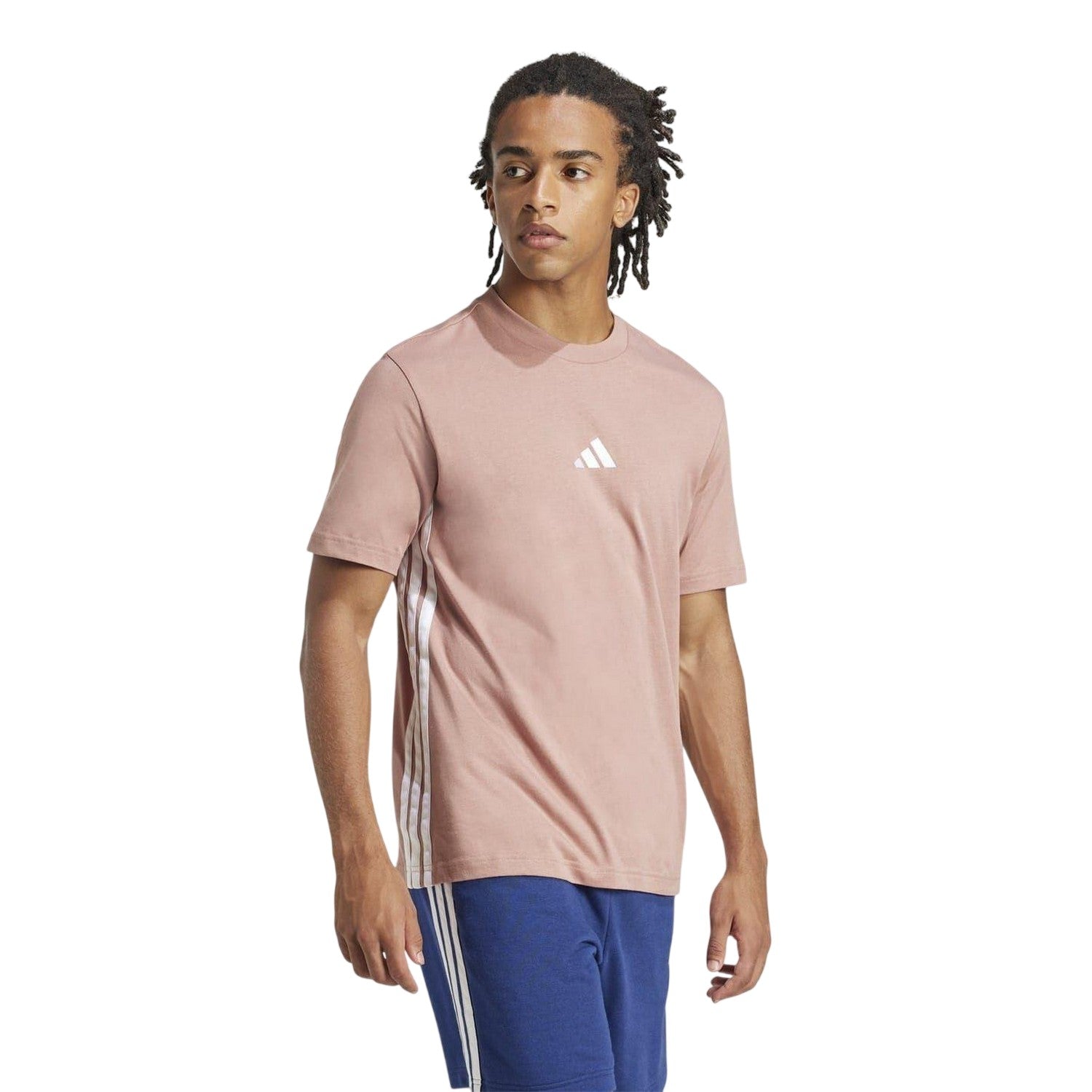 Clay-White - Lifestyle - Adidas Mens Essential 3 Stripes Single Jersey T-Shirt