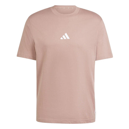 Clay-White - Front - Adidas Mens Essential 3 Stripes Single Jersey T-Shirt