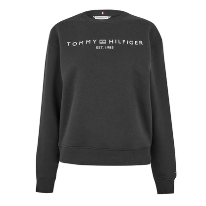 Black - Front - Tommy Hilfiger Womens-Ladies Cotton Blend Regular Sweatshirt