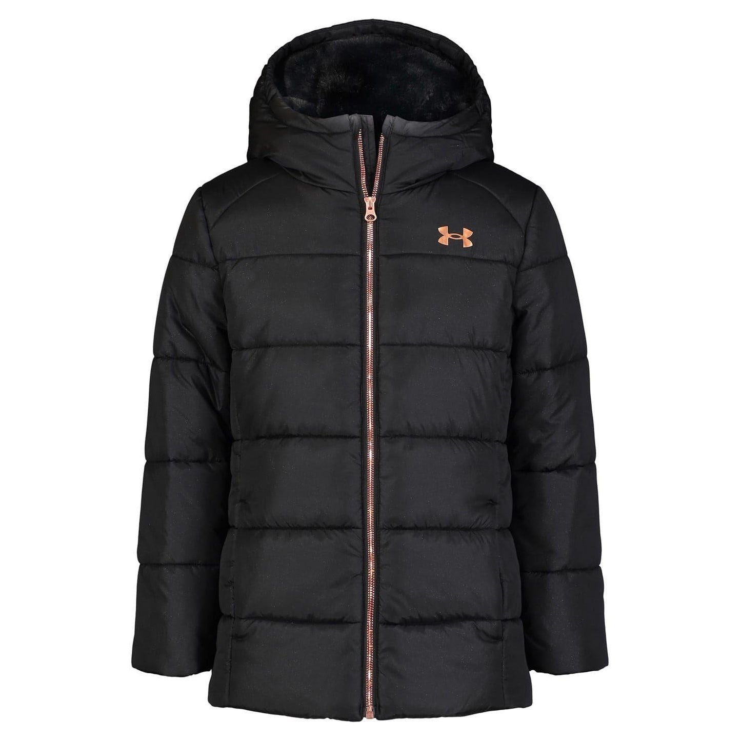 Black-Gold - Front - Under Armour Girls Puffer Jacket