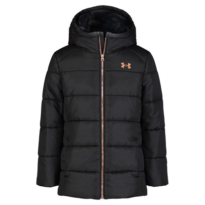 Black-Gold - Front - Under Armour Girls Puffer Jacket